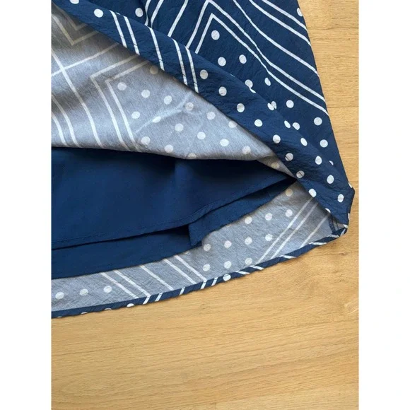 Abercrombie & Fitch Midi Rise Maxi Skirt Navy Blue Polka Dot Geometric Medium - Picture 7 of 10